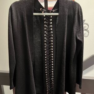 John + Jenn Black Lace-Up Cardigan #155